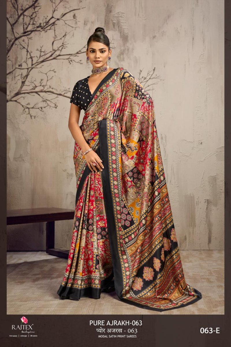 Pure Ajrakh 063 By Rajtex Modal Satin Ajrakh Print Saree